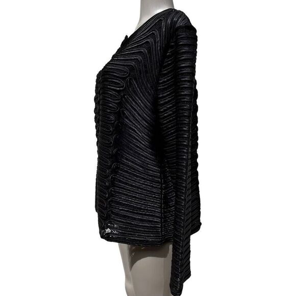 Vintage Weavz Evening Statement Jacket Women's 1X Black Button Front Long Sleeve - Picture 11 of 13